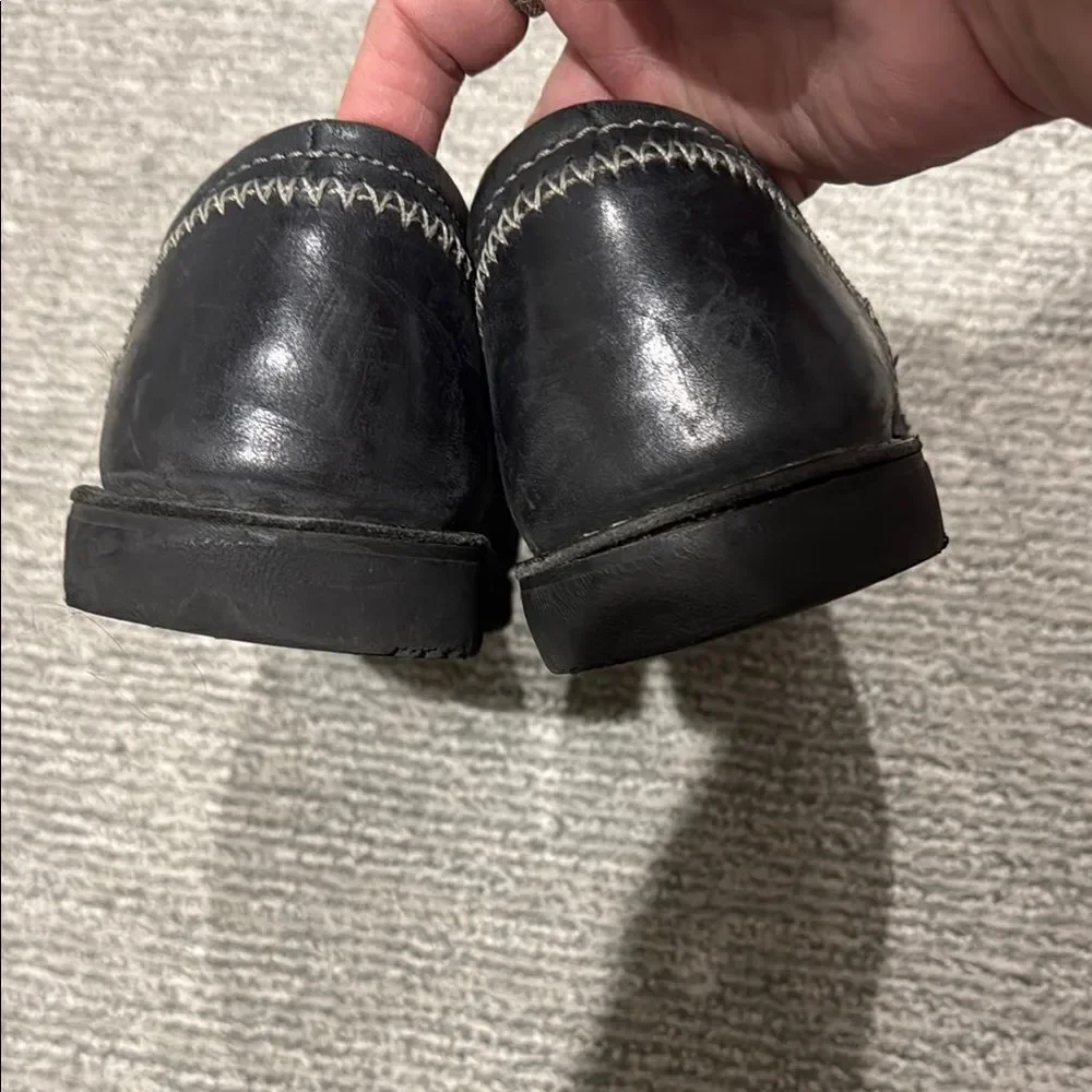Bedstu Men's Black Leather Slip-On Shoes